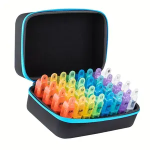 Monthly Pill Organizer, 1 Set 30 Day Pill Box Organizer with 32 Removable Compartments, Portable Travel Case for Fish Oil, Vitamins, Supplements, Medication