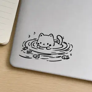 3D Cartoon Cat Decorative Stickers - Shiny Metallic, Compatible with Phones, Laptops, Switch