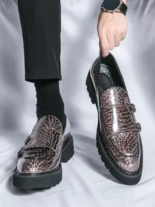 Fashionable Glitter Design Slip on Dress Shoes, Stylish Pointed Toe Shoes for Party, Daily Clothing Decor for Men, Footwear