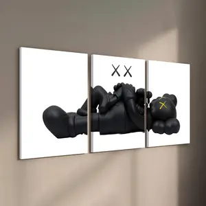 [Sale off up to 50%] [No frame, Free Ship] Absolutely Stunning KAWS Poster Trio - Mesmerizing Hypebeast Wall Art with Chic Minimalist Graffiti. Ideal for Bedroom and Living Room Wall Decor - Rolled Canvas & Wood Frame Options