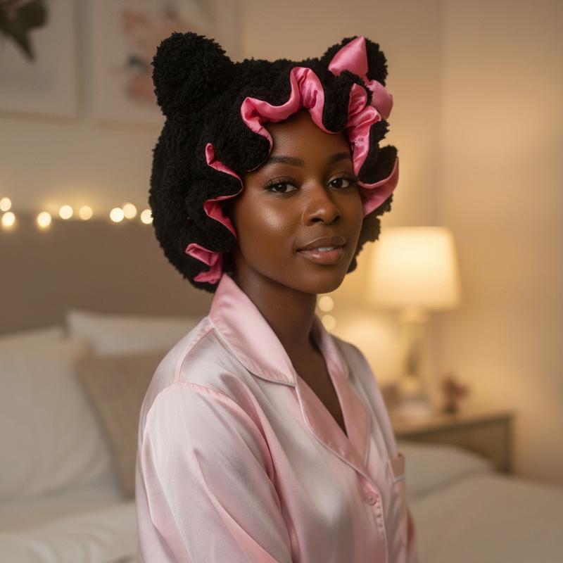 Luxury Teddy Bonnet Black and Pink