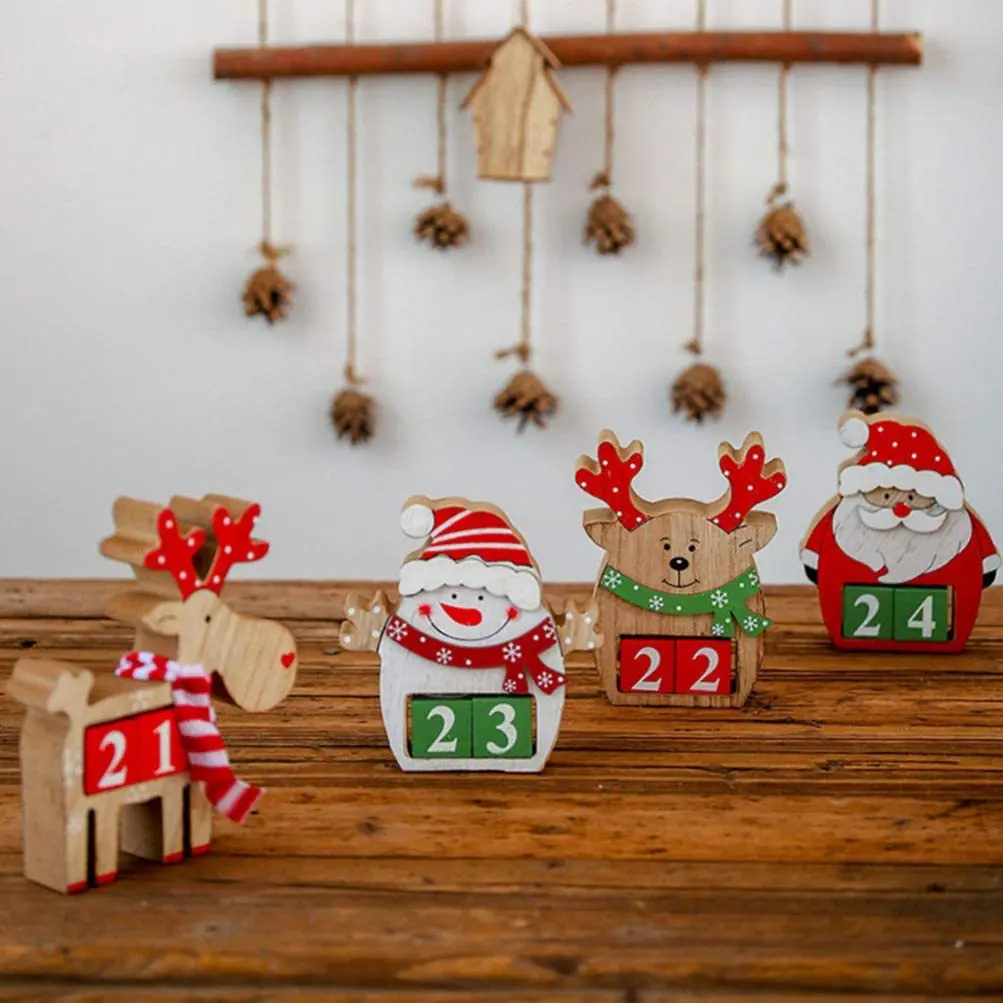 Wooden Christmas Countdown Calendar, Festive Decoration for Home & Office, Creative Holiday Gift Idea, Unique Wall Hanging Ornament