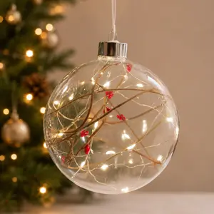 Glass Christmas Ornament - Light Up Globe - Red Hearts perfect gift