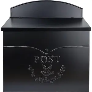 Chelsea Wall Mount Mailbox for Outside, 11.5 x 5 x 13 inches, Black Water Resistant Outdoor Mailbox