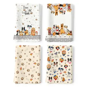 Cute Dogs Tea Towels, Polyester Kitchen Towel 18 × 26 inch, Quick Drying Dish Cloth for Party Anniversary Holiday Decoration, Gift for Dog Lovers