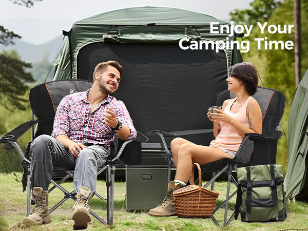 【Phivilla Home】Oversized Camping Chair , 450LB Capacity with Cooler Bag,Heavy Duty Folding Outdoor Chair for Camping, Backyard & Tailgating 【Phivilla Home】Oversized Camping Chair , 450LB Capacity with Cooler Bag,Heavy Duty Folding Outdoor Chair for Camping, Backyard & Tailgating