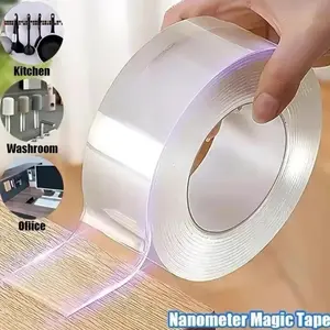 Heavy-Duty Nano Tape, 10.5ft Double-Sided Mounting Strips, 2MM Thick Transparent Design, Washable Invisible Adhesive with Residue-Free Removal for Picture Hanging & Home Organization, Super Strong Adhesion