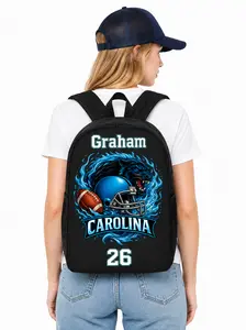 Carolina Fans Football Canvas Backpack - Customizable Name & Number School Bag, Functional Student Gift