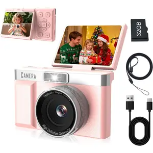Digital Camera FHD 1080P Digital Camera for  with 32GB Card,2'' Flip 180 ? Screen with Support for Selfie Vlog Cam,Compact Camera with Flash,Birthday for  Boys Girls.