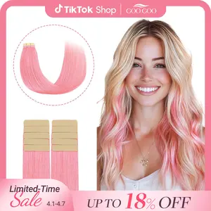 GOOGOO Hair 10pcs Tape in Human Hair Extensions 25g to 30g Natural Straight