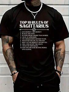 100% Cotton Horoscope Symbols Astrology Sign Top 10 Rules Of Sagittarius T-Shirt Women's Men's Graphic Tee Crew Neck summer vacation Tops
