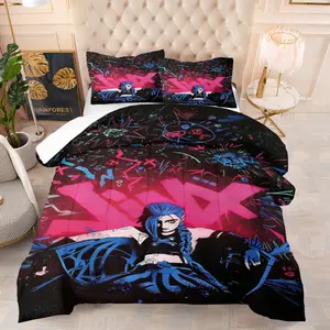 Jinx Themed Comforter Set (Including 1 Quilt And 1 Or 2 Pillowcases),  Bedding, Suitable For Decorating Rooms And Bedrooms For Teenagers And Gaming Enthusiastsasts