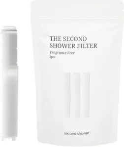 SecondShower Clinically Proven Filter for Skin Health, Removes 99% of Chlorine & Chloramine, NSF Certified Filtration for Hard Water, Eco Friendly Natural Vitamin C Shower Filter (3 Pack)