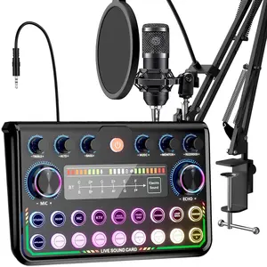 Professional Wireless Live Streaming Equipment, USB Rechargeable DJ Sound Control Equipment, Mixer with Sound Converter/Mixer Control, Suitable for Recording, Singing, Broadcasting, Live, Audio, Sound Board