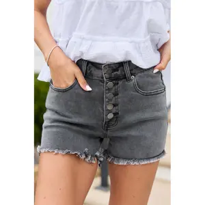 My Favorite Black Button Fly Denim Shorts