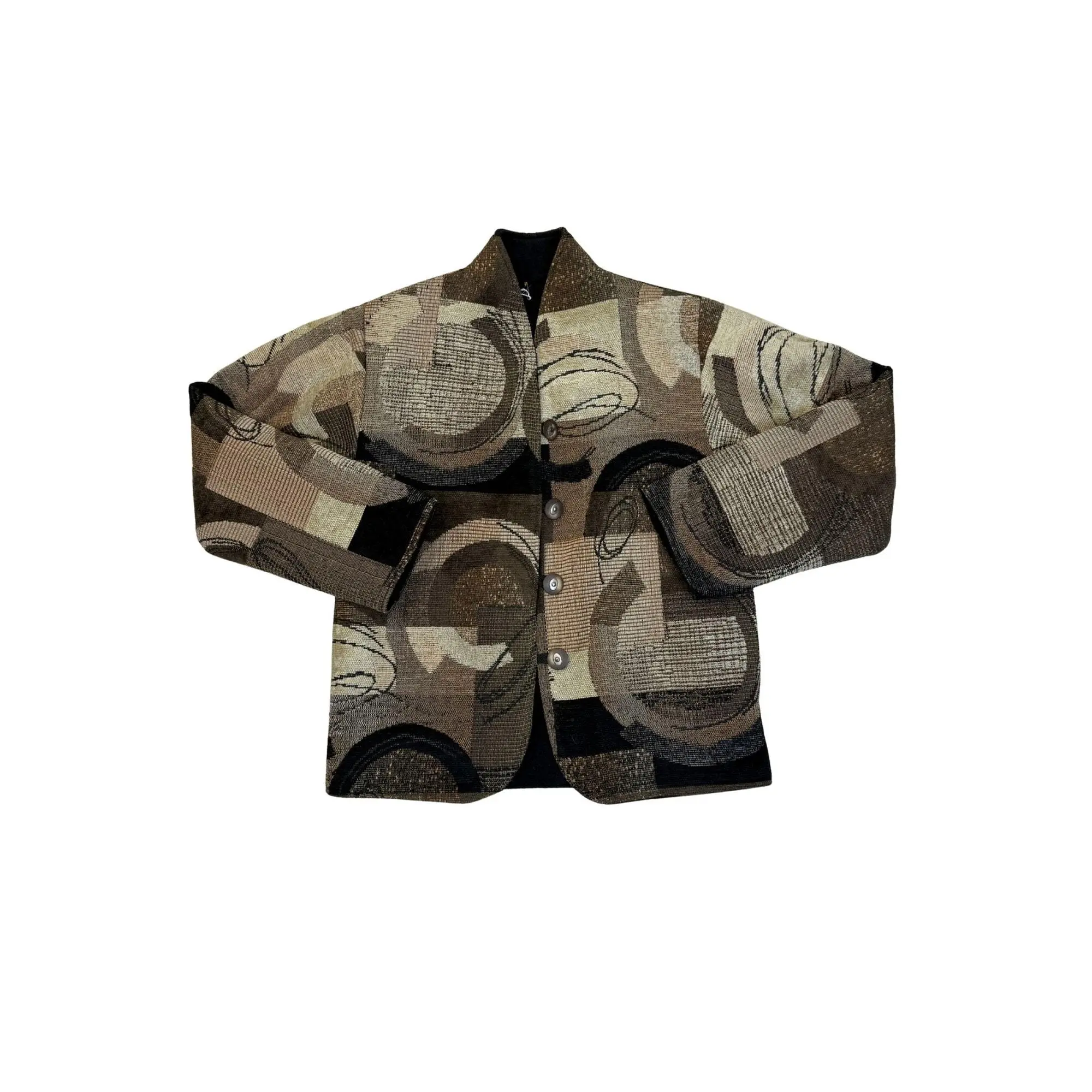 Vintage Custom Handmade Brown & Black Abstract Jacket - Size XS