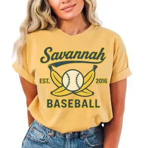 Retro Savannah Baseball T-shirt, Vintage Soft Tee, Unisex Comfort Colors Shirt, Banana fan gift, Summer Sports Top