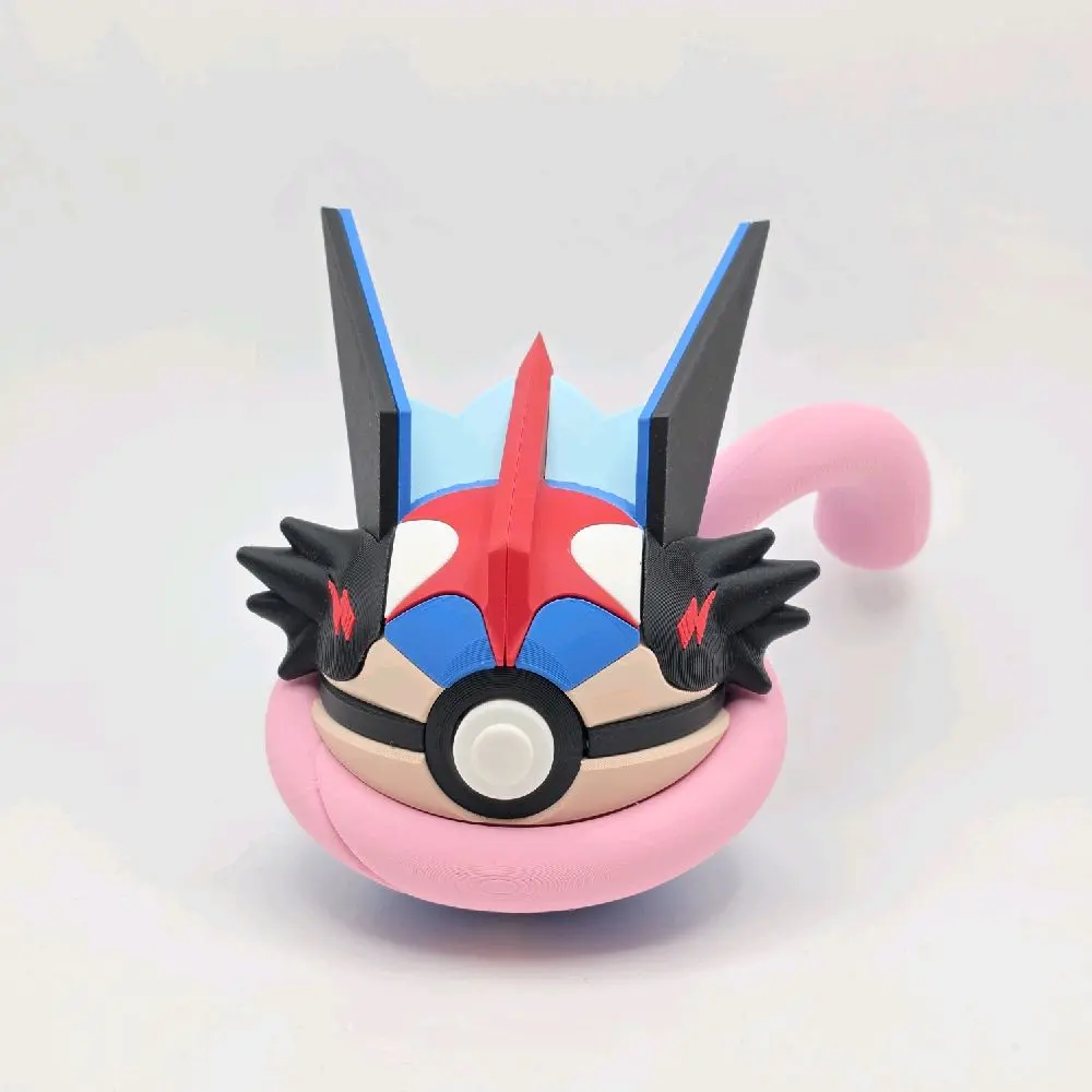 CPL Ash-Greninja Pokeball Art 3D Printed Character Figurine, Anime Collectible Model, Collectible Figure Ornament for Pokémon Enthusiasts