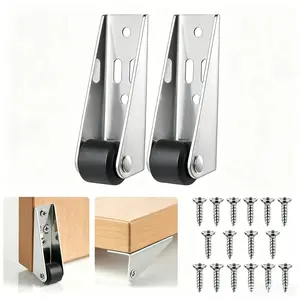 2 Counts Vertical Track Roller Wheel Sliding Door Bottom Guide Nylon Wheel Aluminum Bracket Anti-Swing Door Stop For Barn Door Cabinet Wardrobe Smooth Quiet Sliding 2.91*2.68*0.83 Inch 1.23 Oz.