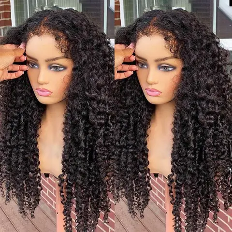 FACMOOD Female 4C Edges 100% Human Hair Lace Front Wig, 250 Density Afro Kinky Curly, 13x4-13x6 HD Frontal Wigs for Women (On Sale), Wigs Human Hair