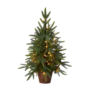 Nearly Natural 2.5' Christmas Tree with Decorative Planter