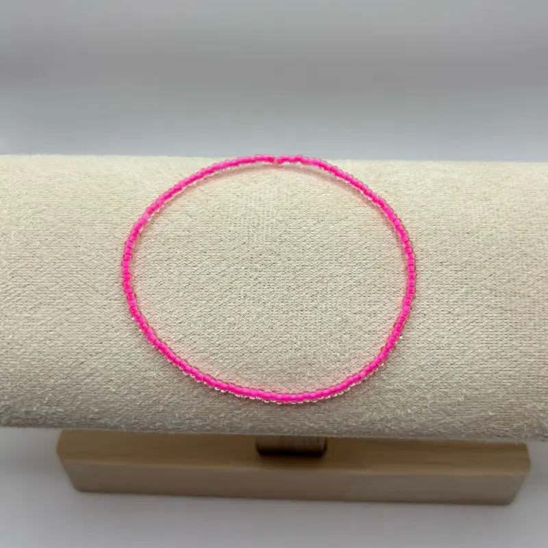 Neon Pink Seed Bead Bracelet