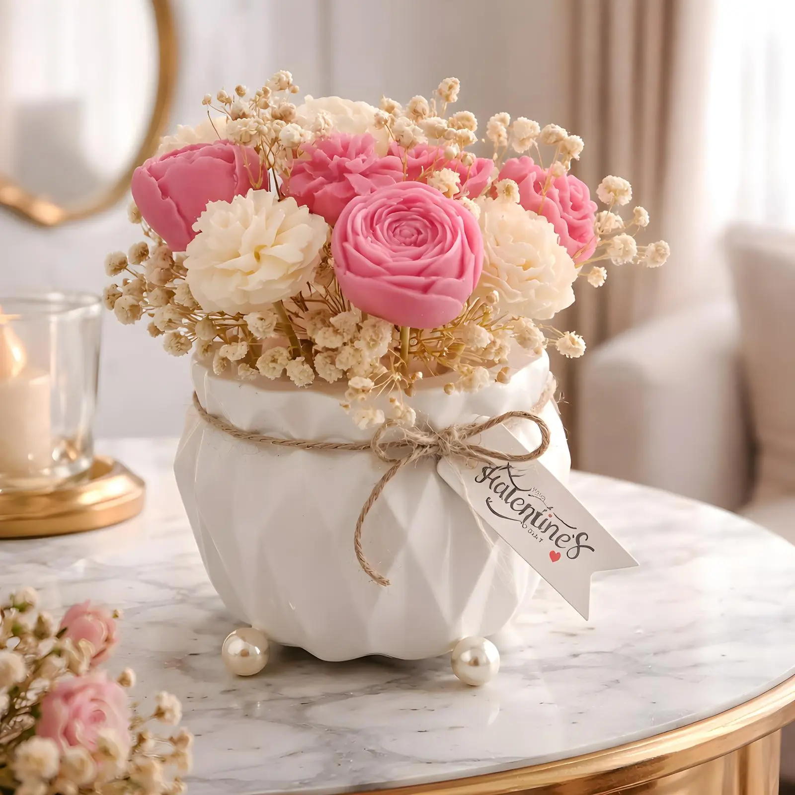 White Ceramic Vessel Candle: Unique Candle Design For Home Decor