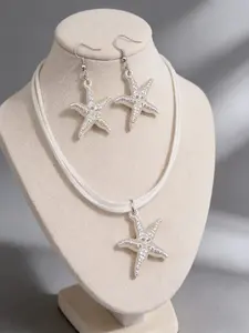 Summer Bohemian Vacation-Style Starfish Earring and Necklace Matching Jewelry Set - Women's Spring/Summer Accessories - Mother's Day Gift | Perfect for Everyday Wear | Party Jewelry