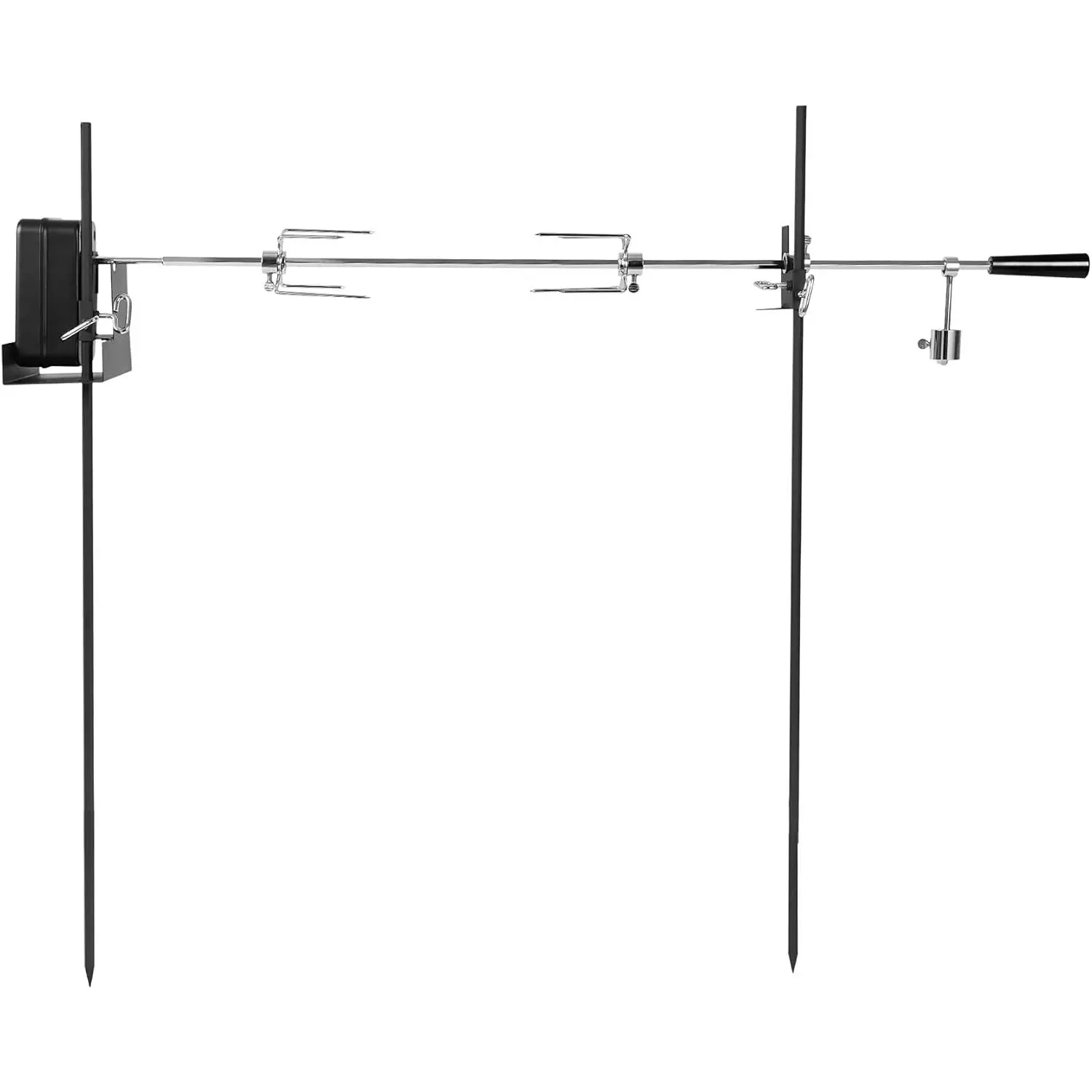 Barbecue Rotating Cordless Dual  Open Fire Spit Rotisserie Grill System with 38 Inch Spit Rod