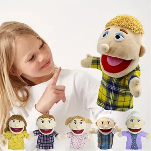 Family Hand Puppets, Puppets For Kids Role Paly Family Members 13.4 INCH Multi-Ethnic Puppets Plush Soft Hand Puppets Family Puppets Story Toys, Puppets For Girls Boys Finger Puppets Soft Stuffed Doll Snuggle Bear
