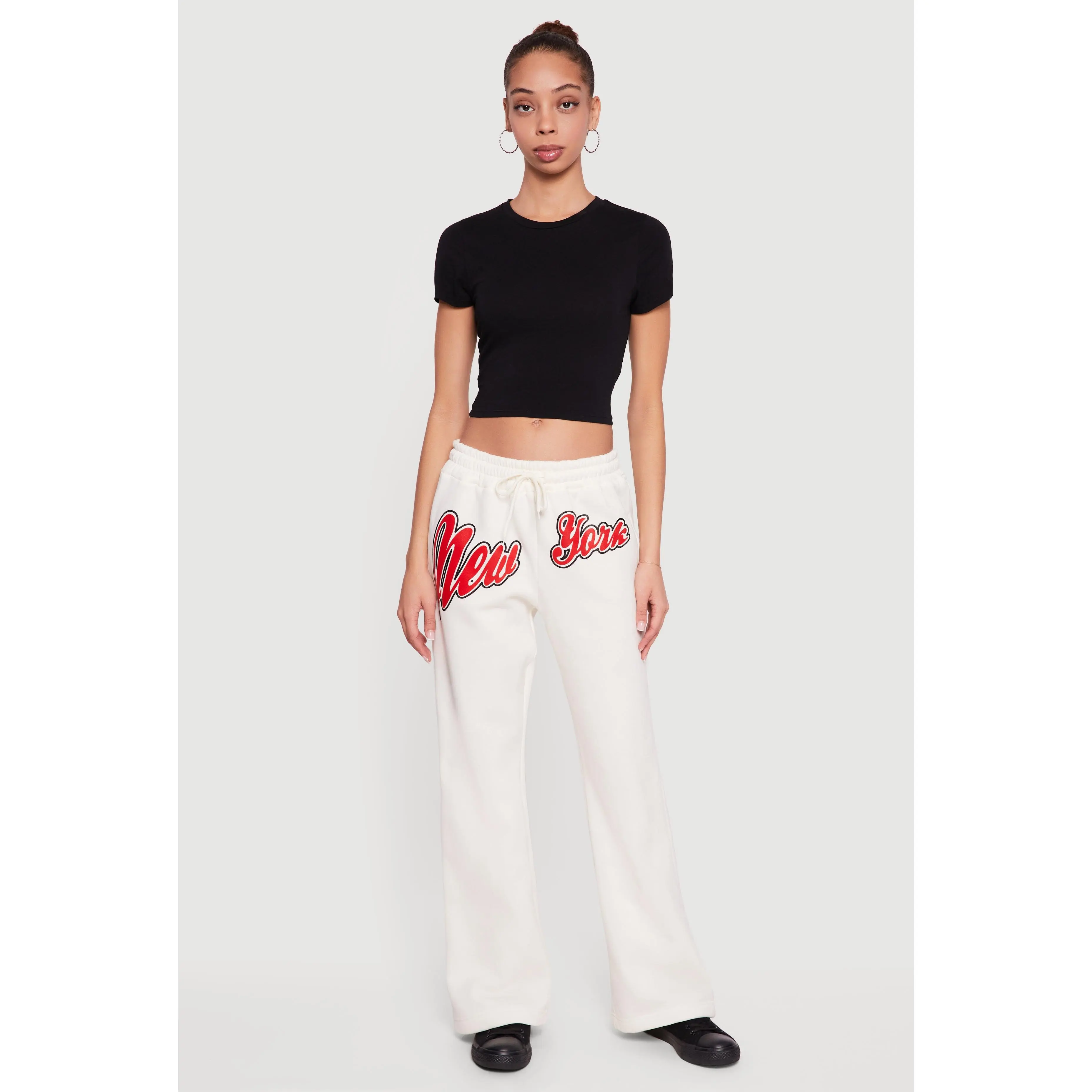 New York Graphic Flare Leg Sweatpants