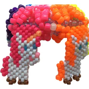 Kandi Unicorn Cuff 5 Neon Rainbow Unicorn Hanging Off a Rainbow Kandi Handmade Bracelet with Colorful Beads