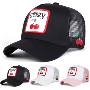 Unisex Letter CHERRY Embroidered Baseball Cap Mesh Hat Outdoor Adjustable Sunscreen Leisure Hat Spring Autumn Travel Tourism Beach Vacation