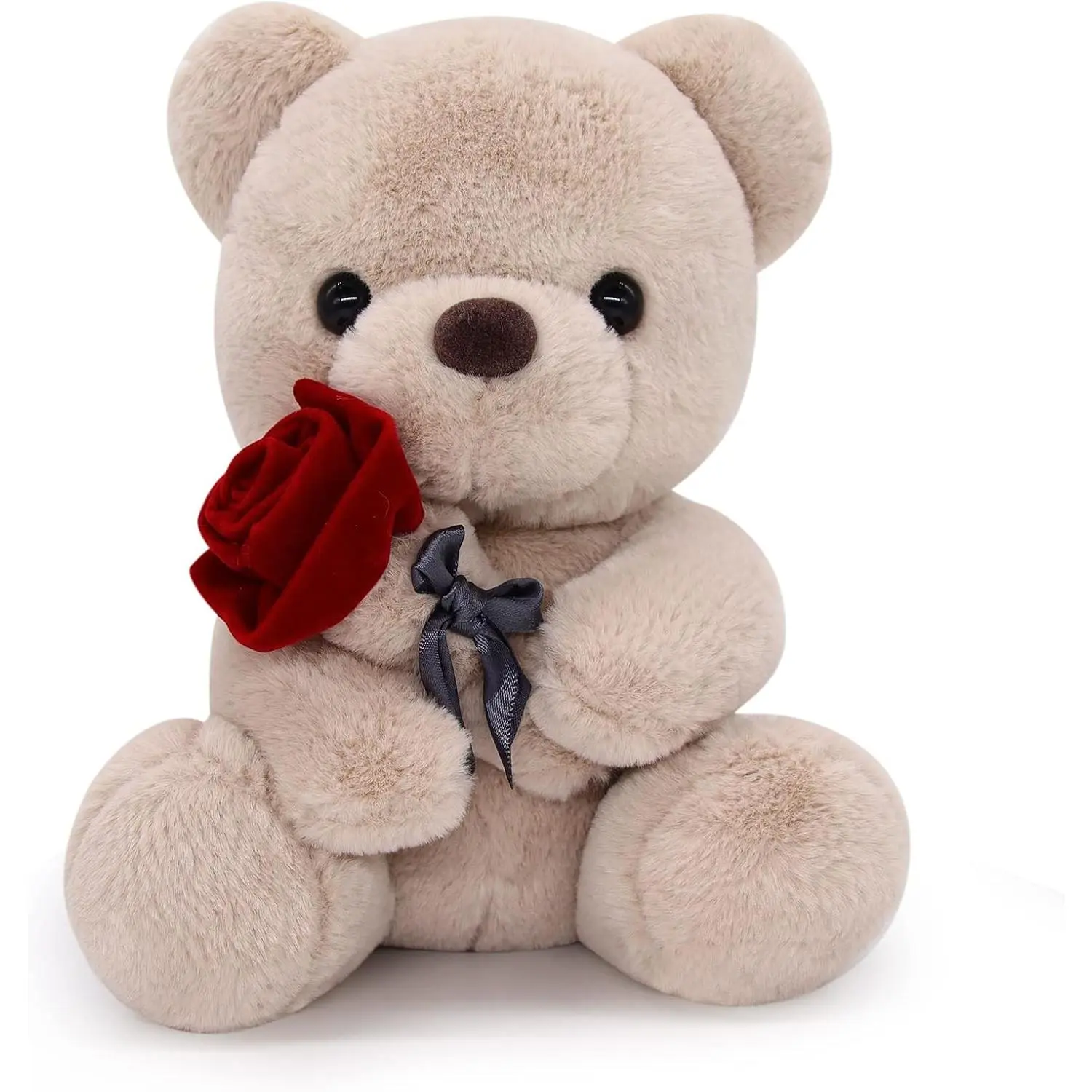 Teddy Bear Plush with Rose, 9 Inch Teddy Bear for Party Gifts, Holiday Presents for Girlfriend, Boyfriend and Kids, Cute Bear Stuffed Animal, Ideal for Anniversary, Birthday and Party Favors, Home Decoration mini basket banners bachelorette bags couple Sn