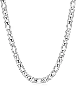 Figaro Chains for Men Women,  Tone Mens Chain Necklaces, 3.5mm/5mm/6mm/7mm Stainless Steel Chain Necklace for Men Women