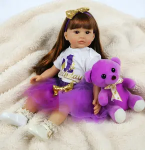 Lifelike Reborn Baby Doll, Purple Tutu Realistic Girl Doll, Handmade Weighted Body Collectible Gift for Kids 3+,Toys For Girls,renorn dolls.