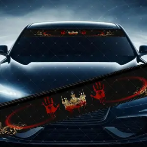 Blood Crown Car Windshield Sticker, Decorative Vinyl Decal, Sticker for Cars, Scratch Cover Waterproof UV Protection, Fits All Cars, Qm-88688