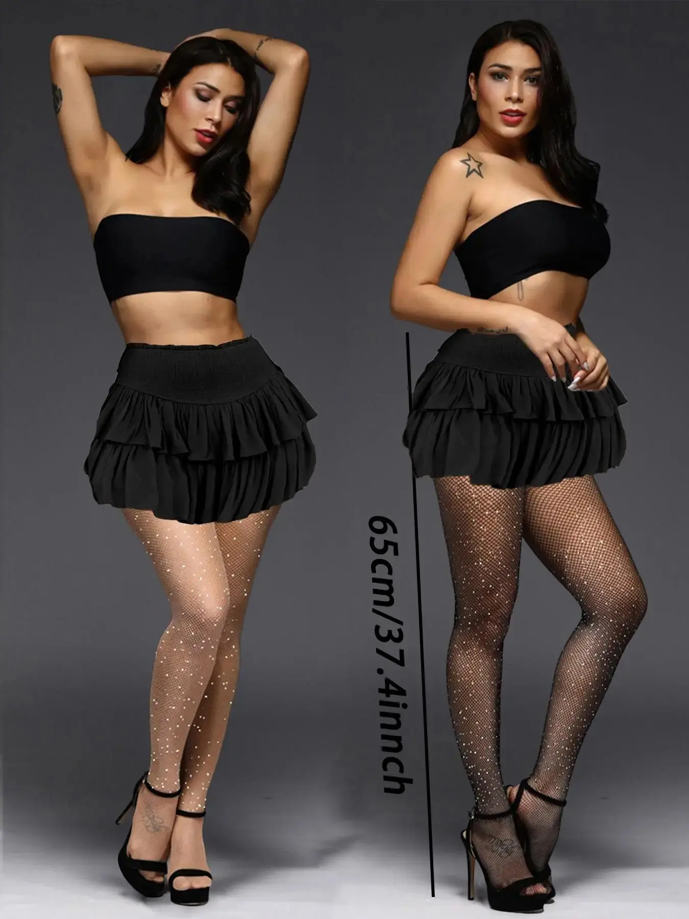 Women's Sexy Sparkling Rhinestone Crystal Fishnet Mesh Stockings Tights Fitted Plain Design Casual Chic All Seasons Wear Natural Waist Style Underwear Womenswear Clothing