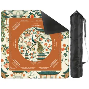 White Orange Peacock Design Mahjong Mat 31.5 x 31.5 - For Enhanced Game Nights