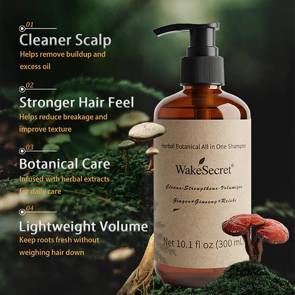 [mothersdaygift & Summervibes] WakeSecret Ginger&Ginseng Herbal Shampoo Anti-Hair Loss & Root Strengthening Weightless Volumizing & Oil Control For All Hair Types & Thinning Hair 10.1 fl oz