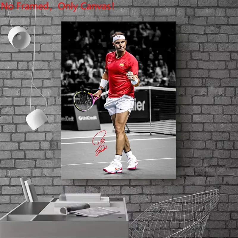 1 piece/set frameless canvas painting print poster, Sports activities art，Rafael Nadal Tennis Player ，a perfect gift for Tennis loves, ideal gift for bedroom, living room, dorm hallway, kitchen, mural, wall decoration, room decor