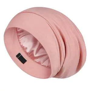 Mulberry Silk Bonnet for Sleeping Women, No More Frizzy Tangled Hair, Stay On All Night Silk Hair Wrap for Sleeping with Adjustable Strap, Silk Sleep Cap for Women and Men, Pink, Pack of 1
