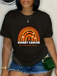 100% Cotton Kidney Cancer Awareness For Women Men Ribbon Kidney Cancer T-Shirt