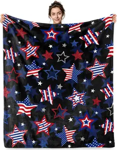 Jekonno proudly displayed the American flag and threw a blanket. A red, white and blue flannel blanket featuring the star pattern. Suitable for Memorial Day and Independence Day. Made for a soft cushion sofa bed blanket. United States.