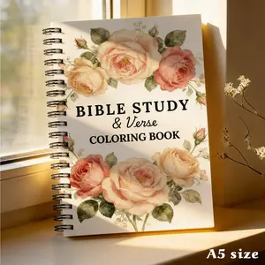 Bible Study & Verse Coloring Book – Bible Teacher Planner Notebook, A5 Spiral Bound, Bible Reading Plan, Scripture Study, Prayer Record & Reflection Prompts | Gift for Church Group Leader