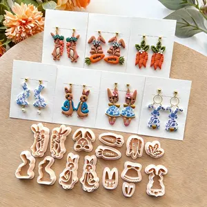 Easter Bunny Polymer Clay Cutters | Spring Clay Earring Cutter | Jewelry Making Tools | Rabbit Carrot