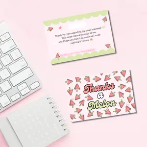 Thanks a Melon Summer Thank You Cards – Small Business Packaging Inserts (Set of 25, 50, or 100)
