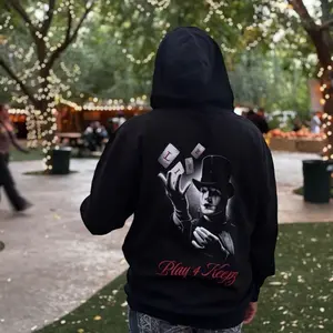 Play4keepz Black Hoodie with Magician Graphic Design for Men and Women