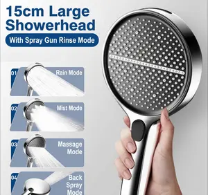 Pressure boosting showerhead with super strong pressure and large water output of 15cm. Large panel shower filter shower showerhead set
