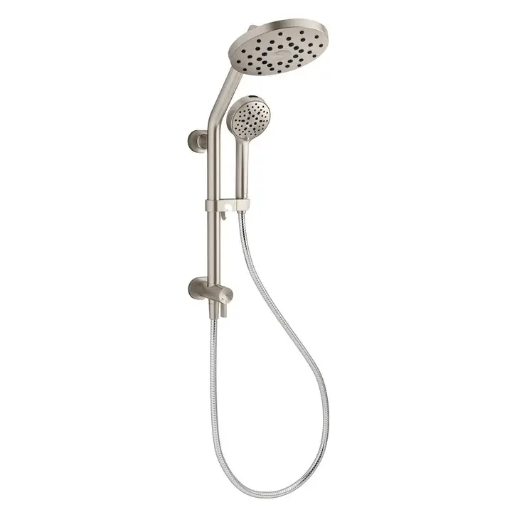 Kohler HydroRail Brushed Nickel 3-in-1 Multifunction Shower Column Kit - Multi-Mode High-Pressure Fixed Showerhead, Versatile Showering Options for Bathroom Upgrade, Multi-Mode High-Pressure Fixed Showerheads